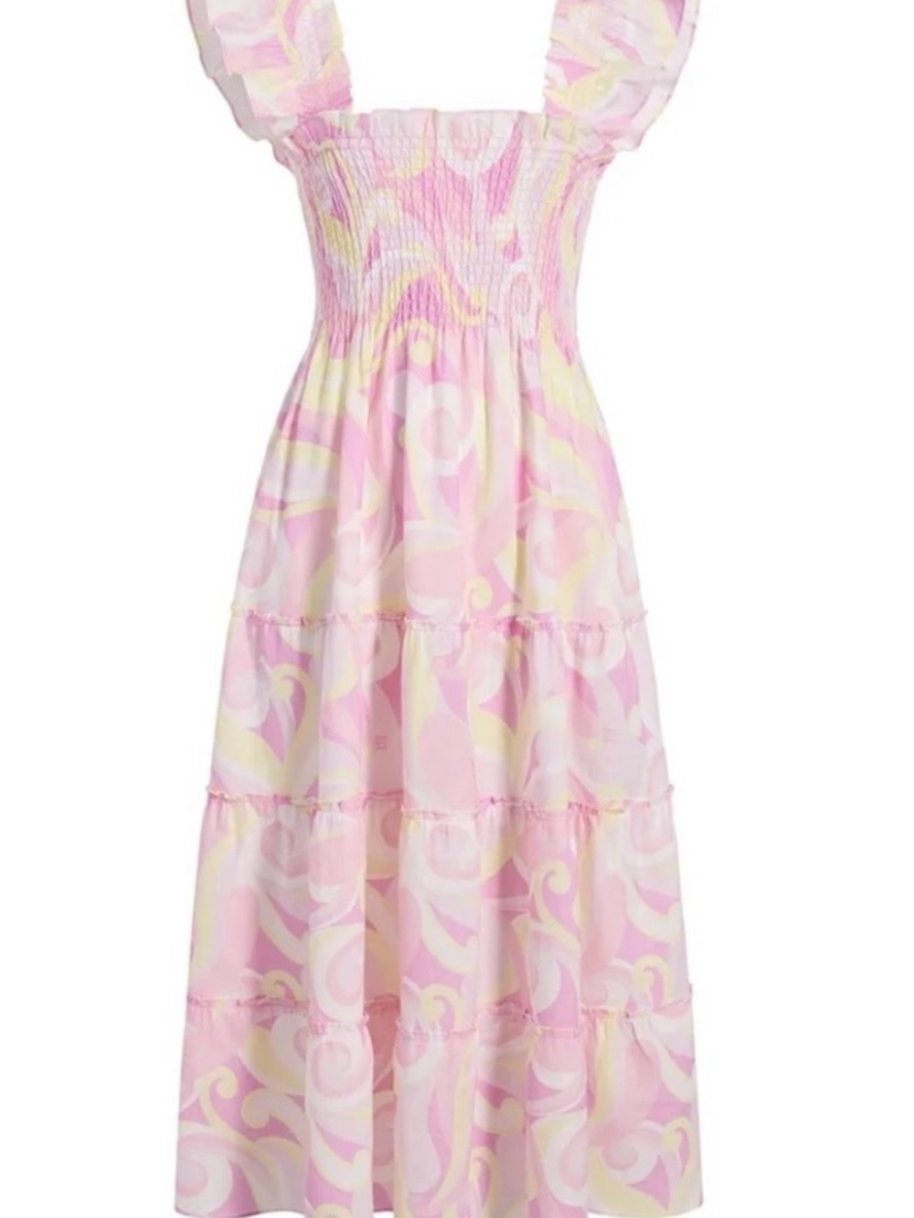 HILLHOUSE Ellie Nap Dress in Pink Swirl Linen size Large - Picture 2 of 8